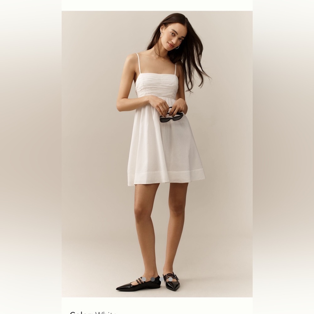 Anthropologie Forever That Girl Mini Dress Size XL White Spaghetti Straps Flowy